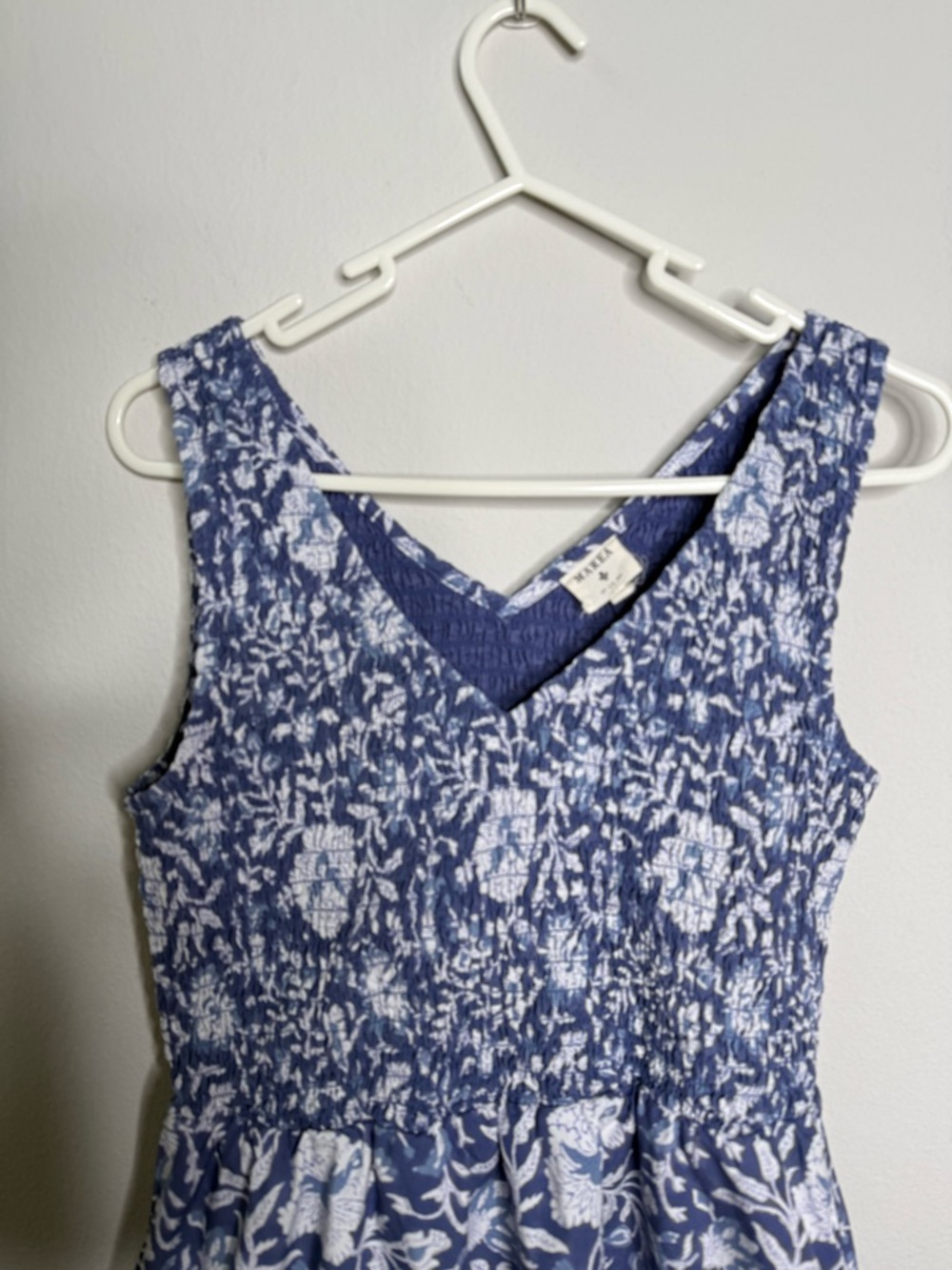 Mara Blue Floral Smocked-Top Midi Dress - Picture 2 of 5